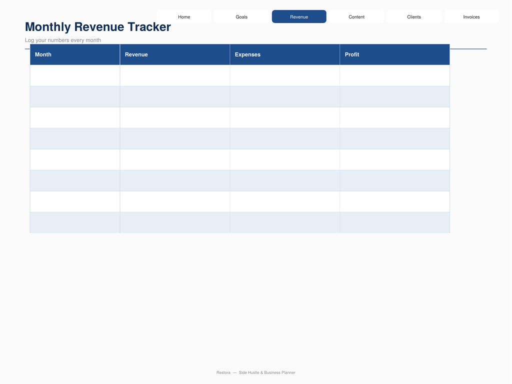 Production Kit 9 — Side Hustle & Business Planner (Hyperlinked PDF)