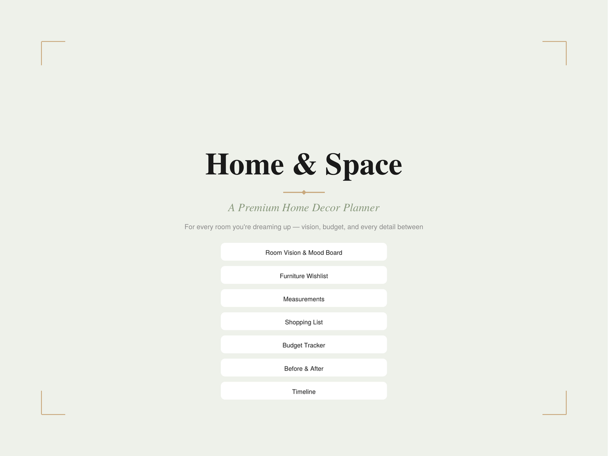 Production Kit 11 — Home & Space: Premium Home Decor Planner (Hyperlinked PDF)